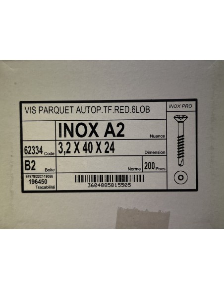 Visse Inoxydable  A2 3,2x40x24