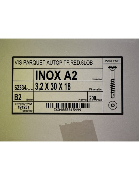 Visse Inoxydable  A2 3,2x30x18