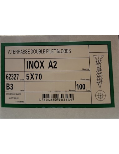 Visse Inoxydable A2 - 5x70