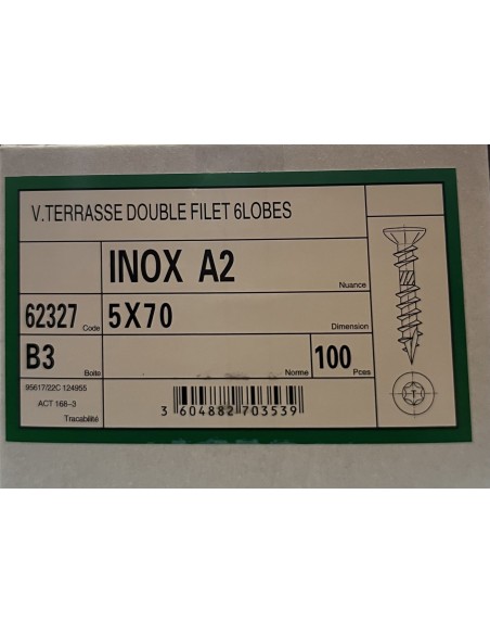 Visse Inoxydable  A2 5x70
